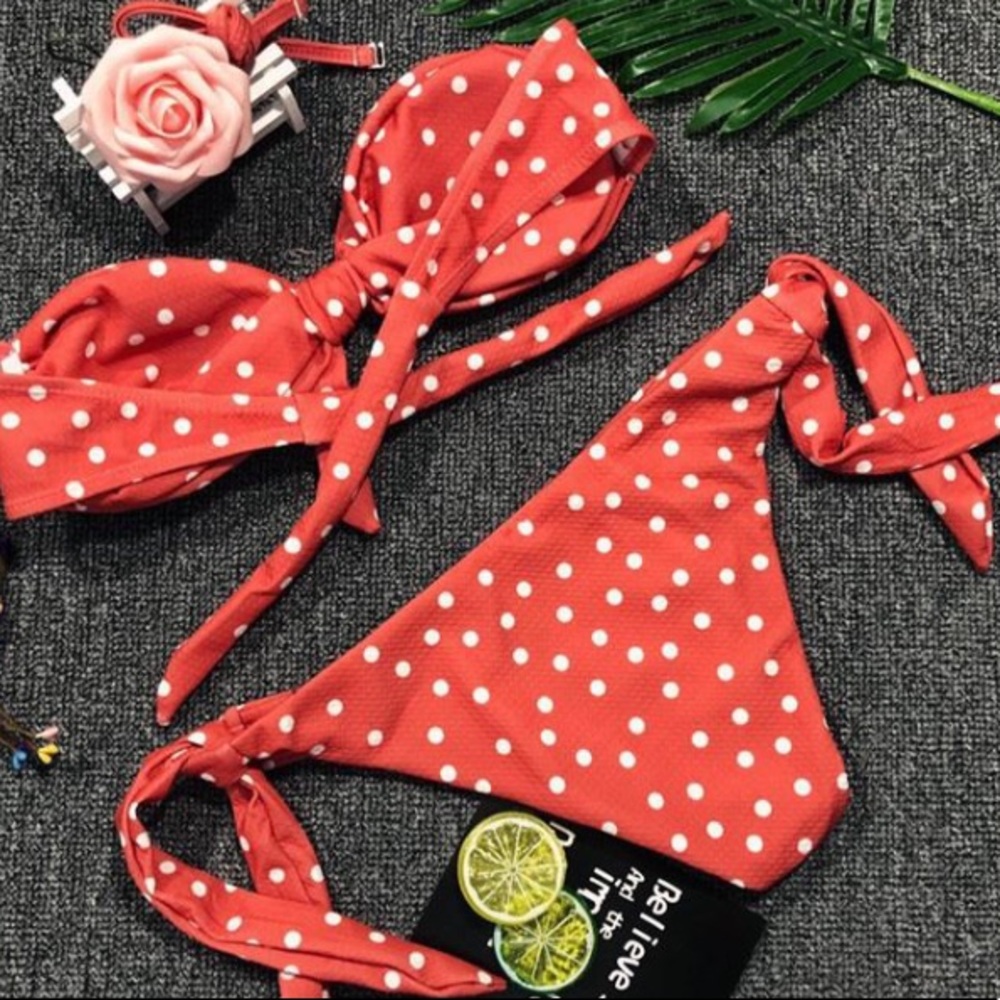 ‘Ella’ Rust Polka Dot Bandeau Bikini - Picture 5 of 5